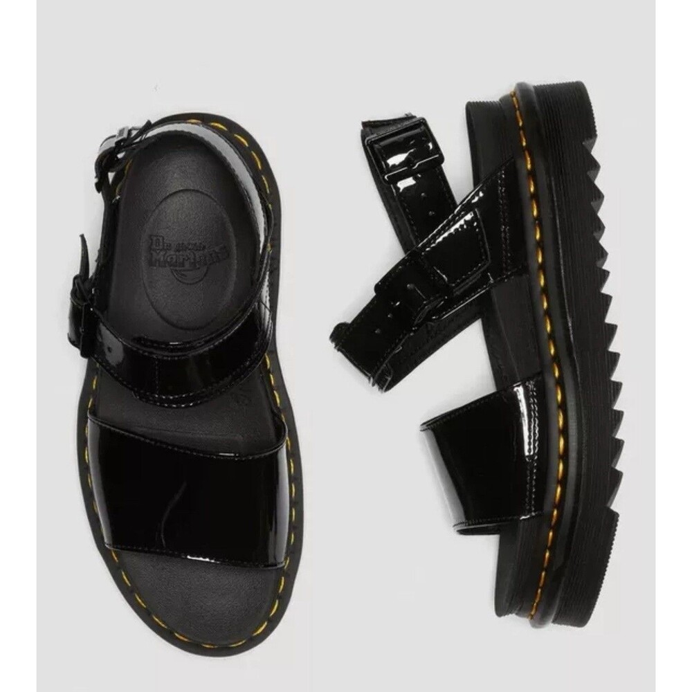 Dr. Martens Voss‎ Leather Sandals Black Women's 5 Chunky Platform Goth